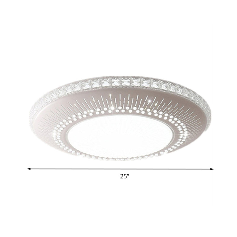 White Round Flush Mount Fixture Simple Acrylic 21"/25" W LED Bedroom Flush Light in White/3 Color Light Clearhalo 'Ceiling Lights' 'Close To Ceiling Lights' 'Close to ceiling' 'Flush mount' Lighting' 267623