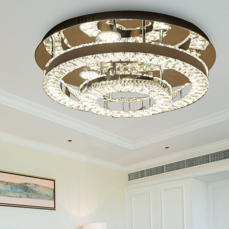 LED Ring Flush Light Fixture Modern Style Chrome Crystal Flush Mount Lighting for Bedroom, 21.5"/31.5" Wide Clearhalo 'Ceiling Lights' 'Close To Ceiling Lights' 'Close to ceiling' 'Flush mount' Lighting' 267633