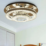 LED Ring Flush Light Fixture Modern Style Chrome Crystal Flush Mount Lighting for Bedroom, 21.5"/31.5" Wide Clearhalo 'Ceiling Lights' 'Close To Ceiling Lights' 'Close to ceiling' 'Flush mount' Lighting' 267634