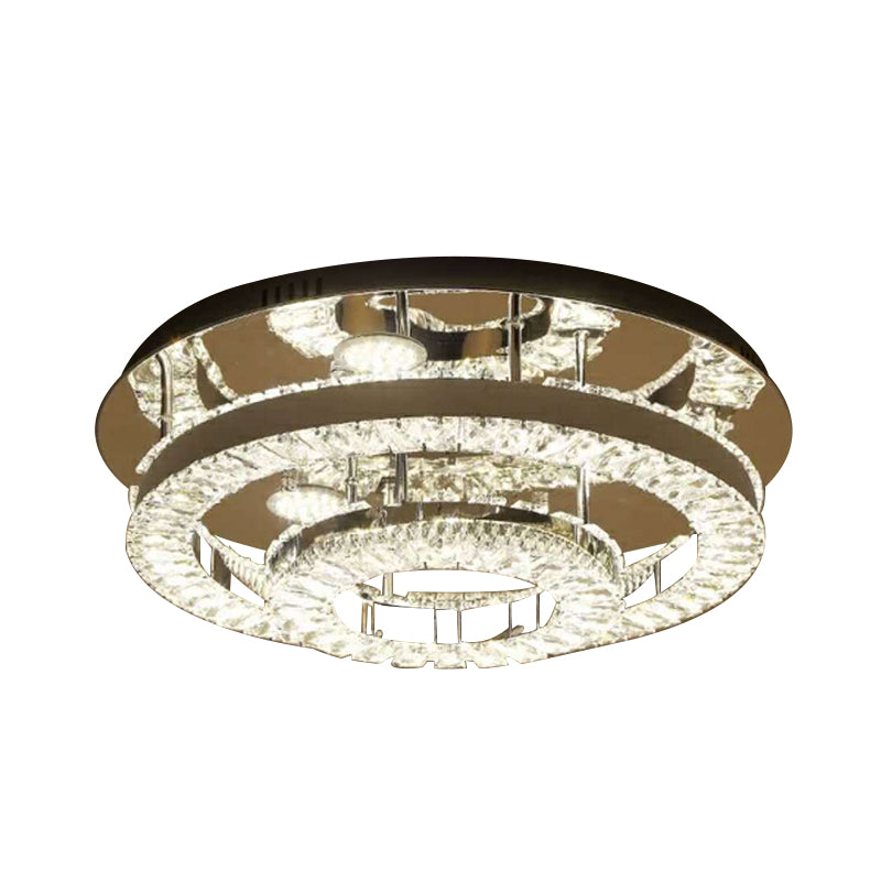 LED Ring Flush Light Fixture Modern Style Chrome Crystal Flush Mount Lighting for Bedroom, 21.5"/31.5" Wide Clearhalo 'Ceiling Lights' 'Close To Ceiling Lights' 'Close to ceiling' 'Flush mount' Lighting' 267636