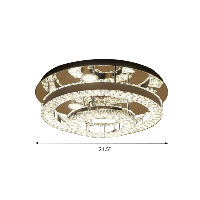 LED Ring Flush Light Fixture Modern Style Chrome Crystal Flush Mount Lighting for Bedroom, 21.5"/31.5" Wide Clearhalo 'Ceiling Lights' 'Close To Ceiling Lights' 'Close to ceiling' 'Flush mount' Lighting' 267637