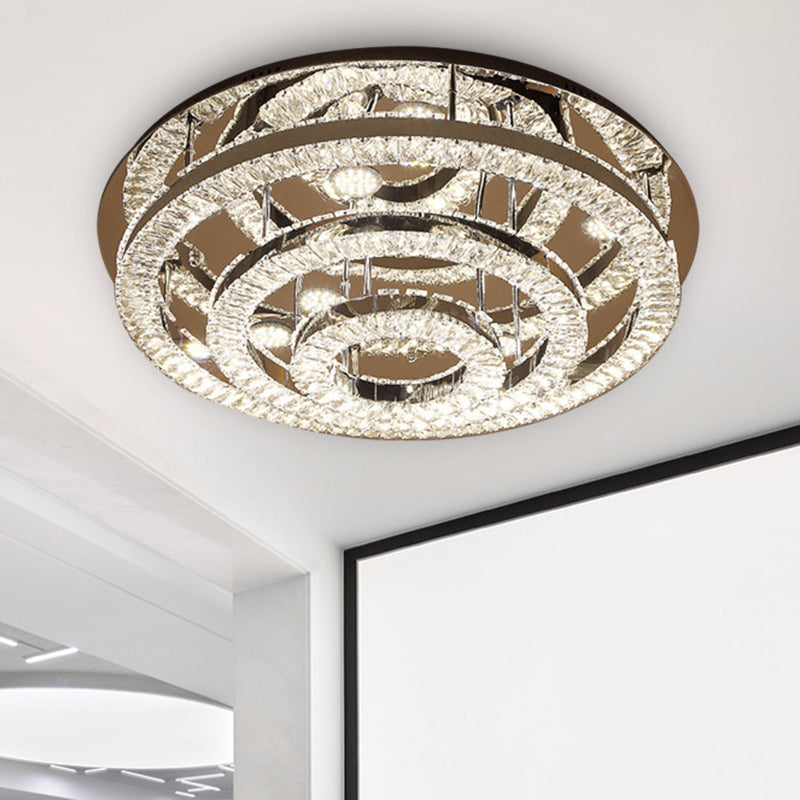 LED Ring Flush Light Fixture Modern Style Chrome Crystal Flush Mount Lighting for Bedroom, 21.5"/31.5" Wide Clearhalo 'Ceiling Lights' 'Close To Ceiling Lights' 'Close to ceiling' 'Flush mount' Lighting' 267639