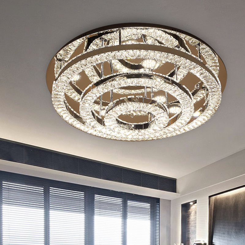 LED Ring Flush Light Fixture Modern Style Chrome Crystal Flush Mount Lighting for Bedroom, 21.5"/31.5" Wide Clearhalo 'Ceiling Lights' 'Close To Ceiling Lights' 'Close to ceiling' 'Flush mount' Lighting' 267640