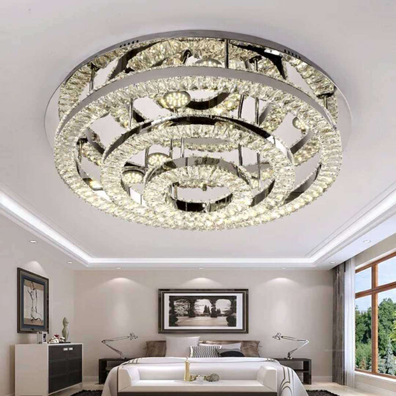 LED Ring Flush Light Fixture Modern Style Chrome Crystal Flush Mount Lighting for Bedroom, 21.5"/31.5" Wide Clearhalo 'Ceiling Lights' 'Close To Ceiling Lights' 'Close to ceiling' 'Flush mount' Lighting' 267641