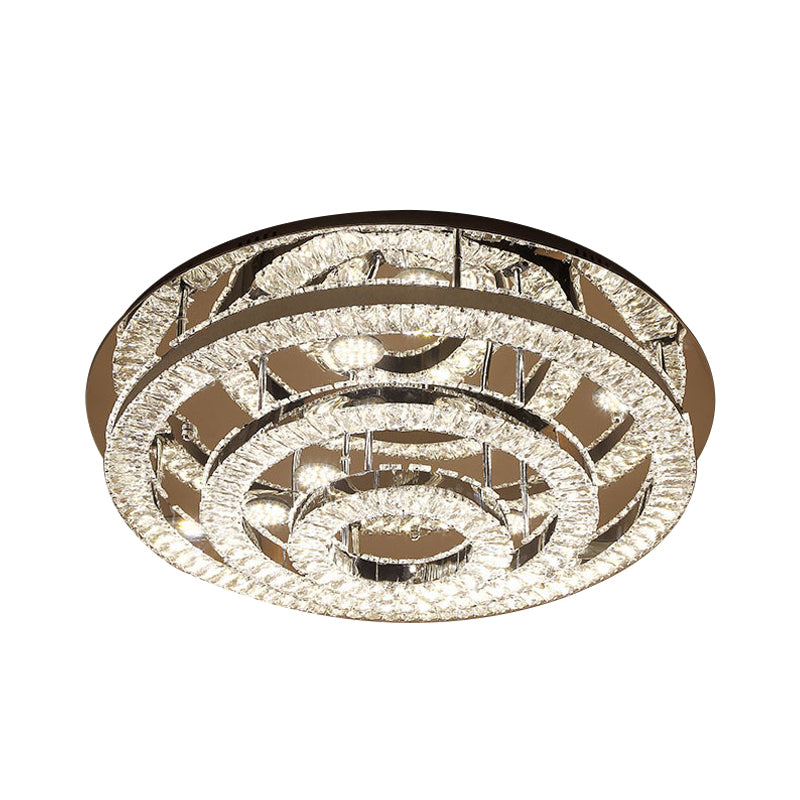 LED Ring Flush Light Fixture Modern Style Chrome Crystal Flush Mount Lighting for Bedroom, 21.5"/31.5" Wide Clearhalo 'Ceiling Lights' 'Close To Ceiling Lights' 'Close to ceiling' 'Flush mount' Lighting' 267642