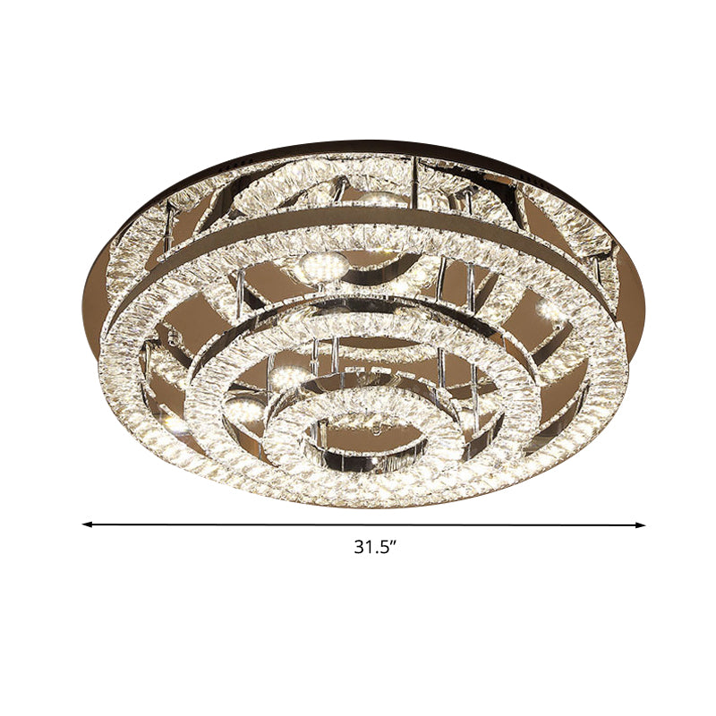 LED Ring Flush Light Fixture Modern Style Chrome Crystal Flush Mount Lighting for Bedroom, 21.5"/31.5" Wide Clearhalo 'Ceiling Lights' 'Close To Ceiling Lights' 'Close to ceiling' 'Flush mount' Lighting' 267643