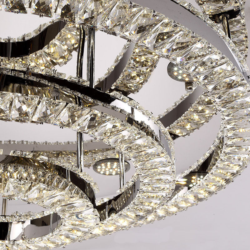 LED Ring Flush Light Fixture Modern Style Chrome Crystal Flush Mount Lighting for Bedroom, 21.5"/31.5" Wide Clearhalo 'Ceiling Lights' 'Close To Ceiling Lights' 'Close to ceiling' 'Flush mount' Lighting' 267644