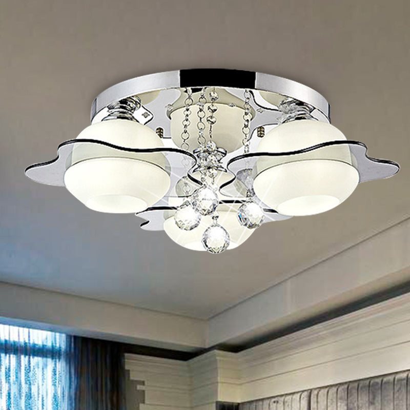 Flower Ceiling Light Modern Crystal Ball 3/5/7 Heads Gray Flush Mounted Light in Warm/White Light Clearhalo 'Ceiling Lights' 'Close To Ceiling Lights' 'Close to ceiling' 'Flush mount' Lighting' 267675