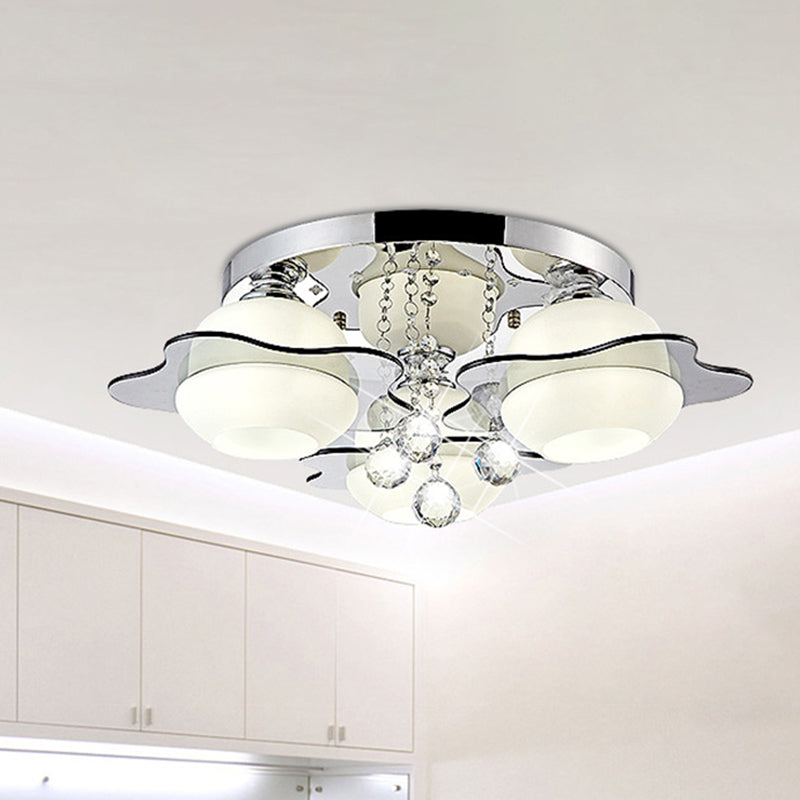 Flower Ceiling Light Modern Crystal Ball 3/5/7 Heads Gray Flush Mounted Light in Warm/White Light Clearhalo 'Ceiling Lights' 'Close To Ceiling Lights' 'Close to ceiling' 'Flush mount' Lighting' 267676