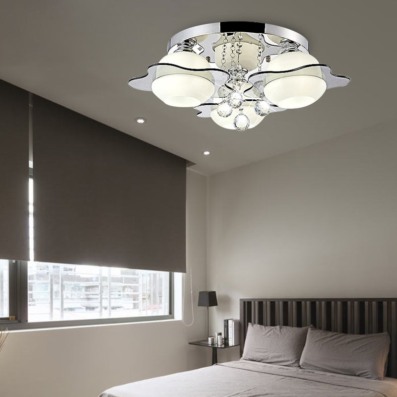 Flower Ceiling Light Modern Crystal Ball 3/5/7 Heads Gray Flush Mounted Light in Warm/White Light Clearhalo 'Ceiling Lights' 'Close To Ceiling Lights' 'Close to ceiling' 'Flush mount' Lighting' 267677