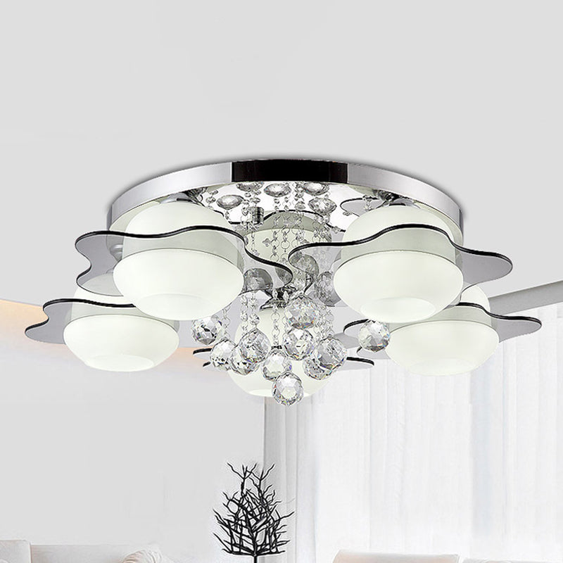 Flower Ceiling Light Modern Crystal Ball 3/5/7 Heads Gray Flush Mounted Light in Warm/White Light Clearhalo 'Ceiling Lights' 'Close To Ceiling Lights' 'Close to ceiling' 'Flush mount' Lighting' 267678