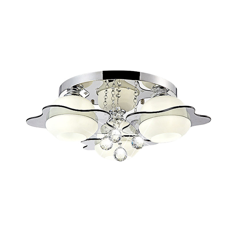 Flower Ceiling Light Modern Crystal Ball 3/5/7 Heads Gray Flush Mounted Light in Warm/White Light Clearhalo 'Ceiling Lights' 'Close To Ceiling Lights' 'Close to ceiling' 'Flush mount' Lighting' 267679