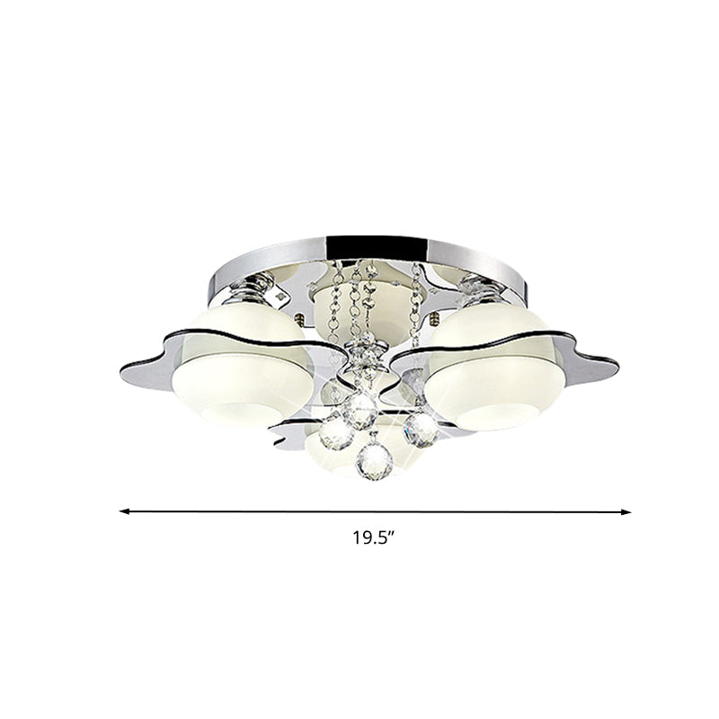 Flower Ceiling Light Modern Crystal Ball 3/5/7 Heads Gray Flush Mounted Light in Warm/White Light Clearhalo 'Ceiling Lights' 'Close To Ceiling Lights' 'Close to ceiling' 'Flush mount' Lighting' 267680