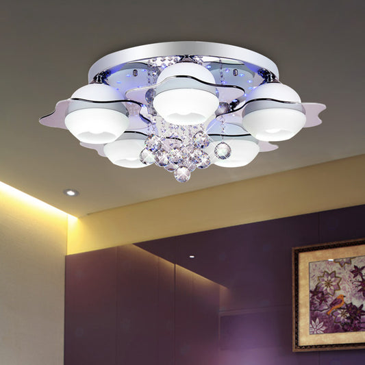 Flower Ceiling Light Modern Crystal Ball 3/5/7 Heads Gray Flush Mounted Light in Warm/White Light Clearhalo 'Ceiling Lights' 'Close To Ceiling Lights' 'Close to ceiling' 'Flush mount' Lighting' 267682