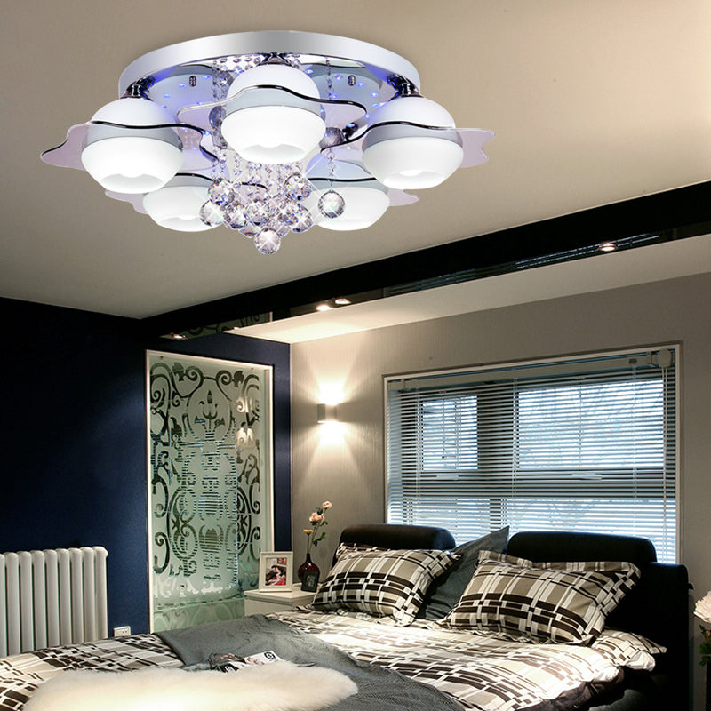 Flower Ceiling Light Modern Crystal Ball 3/5/7 Heads Gray Flush Mounted Light in Warm/White Light Clearhalo 'Ceiling Lights' 'Close To Ceiling Lights' 'Close to ceiling' 'Flush mount' Lighting' 267683