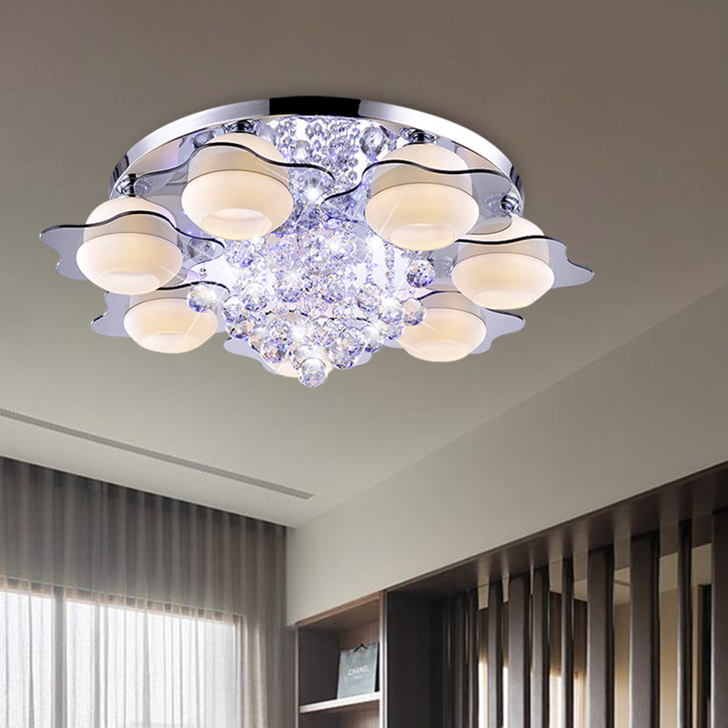 Flower Ceiling Light Modern Crystal Ball 3/5/7 Heads Gray Flush Mounted Light in Warm/White Light Clearhalo 'Ceiling Lights' 'Close To Ceiling Lights' 'Close to ceiling' 'Flush mount' Lighting' 267687