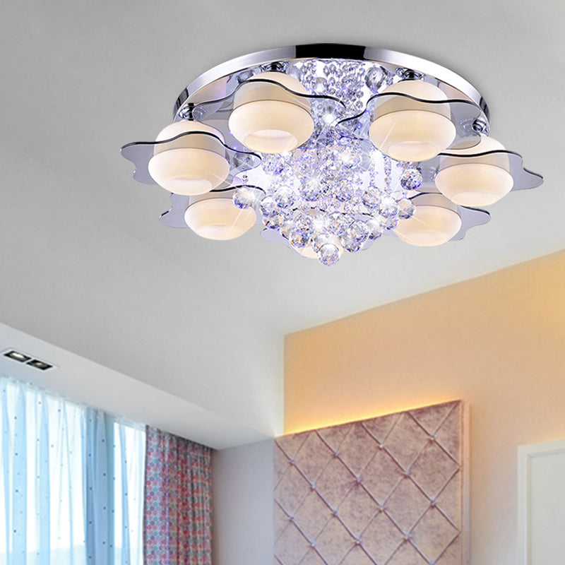 Flower Ceiling Light Modern Crystal Ball 3/5/7 Heads Gray Flush Mounted Light in Warm/White Light Clearhalo 'Ceiling Lights' 'Close To Ceiling Lights' 'Close to ceiling' 'Flush mount' Lighting' 267688