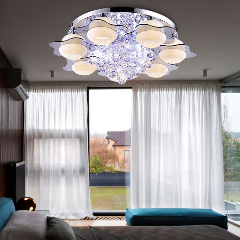 Flower Ceiling Light Modern Crystal Ball 3/5/7 Heads Gray Flush Mounted Light in Warm/White Light Clearhalo 'Ceiling Lights' 'Close To Ceiling Lights' 'Close to ceiling' 'Flush mount' Lighting' 267689