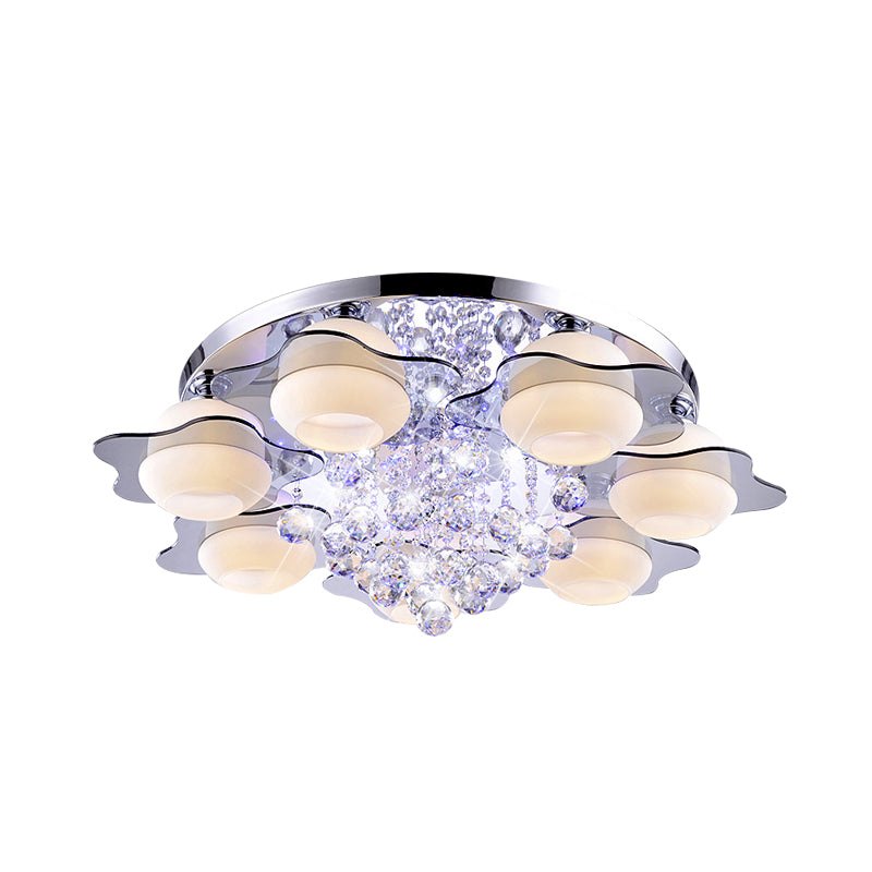 Flower Ceiling Light Modern Crystal Ball 3/5/7 Heads Gray Flush Mounted Light in Warm/White Light Clearhalo 'Ceiling Lights' 'Close To Ceiling Lights' 'Close to ceiling' 'Flush mount' Lighting' 267690