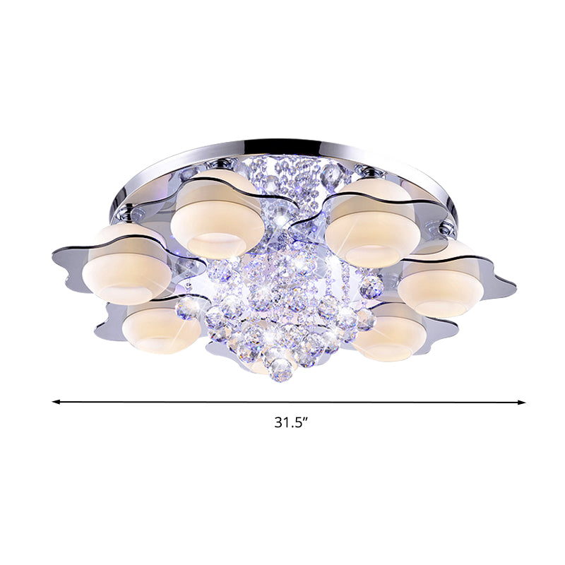 Flower Ceiling Light Modern Crystal Ball 3/5/7 Heads Gray Flush Mounted Light in Warm/White Light Clearhalo 'Ceiling Lights' 'Close To Ceiling Lights' 'Close to ceiling' 'Flush mount' Lighting' 267691