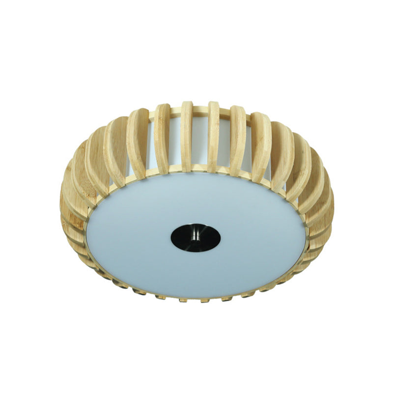 17"/21" Wide Donut Flush Mount Traditional Bamboo 3 Bulbs Wood Ceiling Mount Chandelier Clearhalo 'Ceiling Lights' 'Close To Ceiling Lights' 'Close to ceiling' 'Flush mount' Lighting' 267866