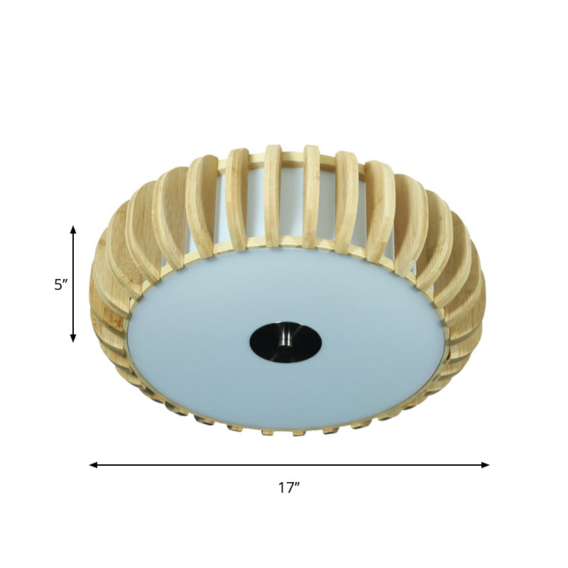 17"/21" Wide Donut Flush Mount Traditional Bamboo 3 Bulbs Wood Ceiling Mount Chandelier Clearhalo 'Ceiling Lights' 'Close To Ceiling Lights' 'Close to ceiling' 'Flush mount' Lighting' 267872