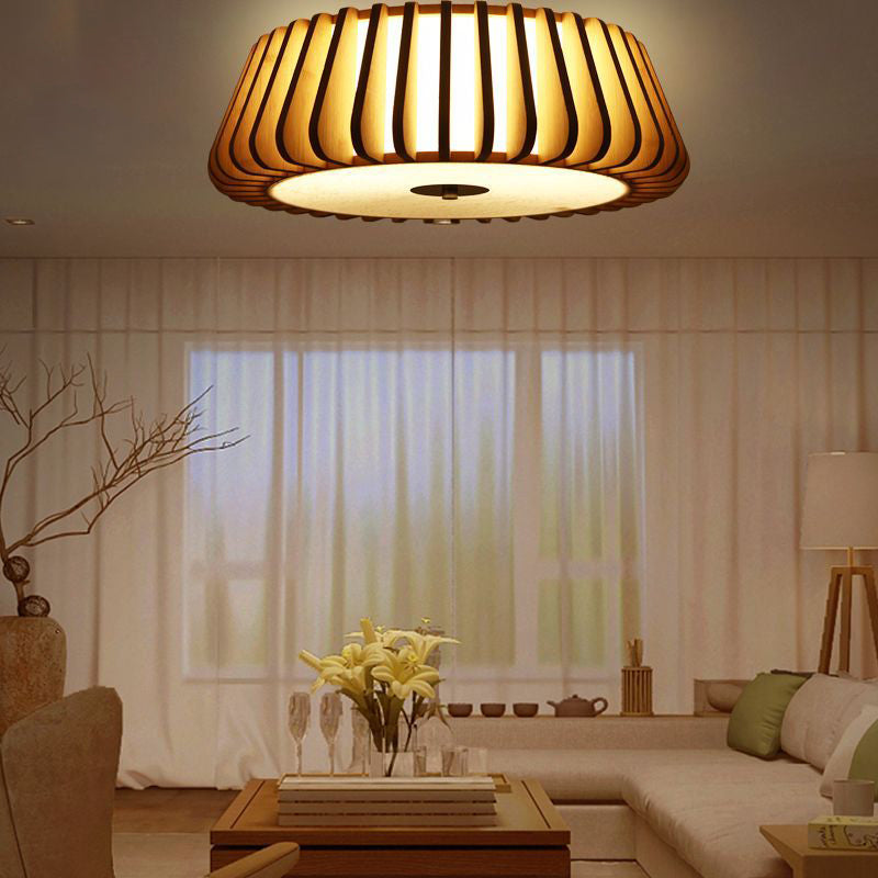 Tapered Flush Light Modernism Bamboo 19.5"/23.5" Wide 1 Bulb Wood Ceiling Mounted Fixture Clearhalo 'Ceiling Lights' 'Close To Ceiling Lights' 'Close to ceiling' 'Flush mount' Lighting' 267876