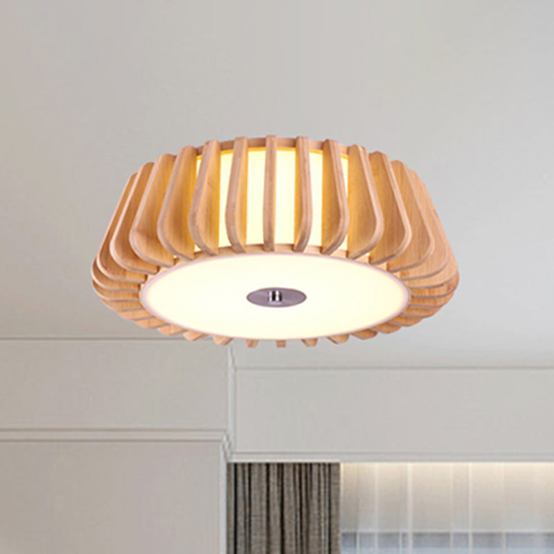 Tapered Flush Light Modernism Bamboo 19.5"/23.5" Wide 1 Bulb Wood Ceiling Mounted Fixture Clearhalo 'Ceiling Lights' 'Close To Ceiling Lights' 'Close to ceiling' 'Flush mount' Lighting' 267880