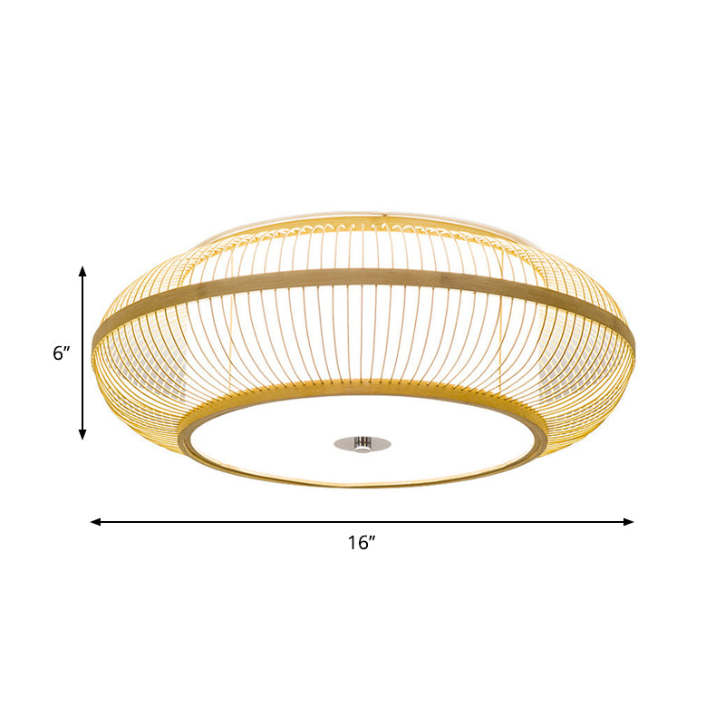 Wood Cylinder/Donut Flush Mount Lamp Traditionary Bamboo LED Ceiling Mounted Light for Living Room Clearhalo 'Ceiling Lights' 'Close To Ceiling Lights' 'Close to ceiling' 'Flush mount' Lighting' 267888