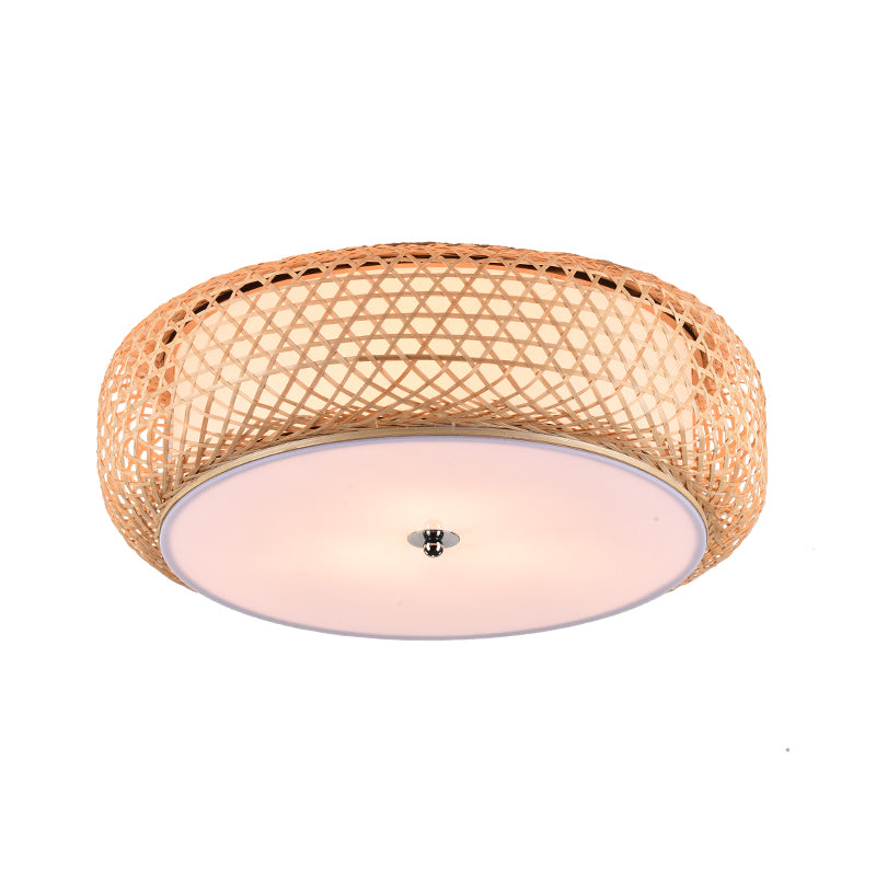 Wood Cylinder/Donut Flush Mount Lamp Traditionary Bamboo LED Ceiling Mounted Light for Living Room Clearhalo 'Ceiling Lights' 'Close To Ceiling Lights' 'Close to ceiling' 'Flush mount' Lighting' 267893