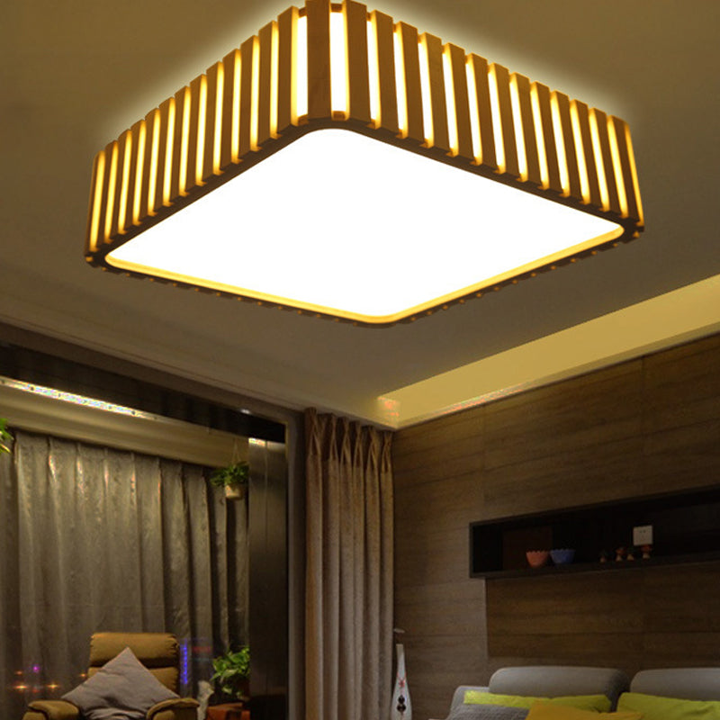 Bamboo Square Flush Light Fixture Contemporary LED Ceiling Mounted Fixture in Wood Clearhalo 'Ceiling Lights' 'Close To Ceiling Lights' 'Close to ceiling' 'Flush mount' Lighting' 267918