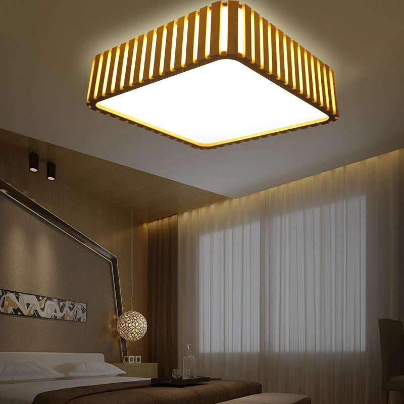 Bamboo Square Flush Light Fixture Contemporary LED Ceiling Mounted Fixture in Wood Clearhalo 'Ceiling Lights' 'Close To Ceiling Lights' 'Close to ceiling' 'Flush mount' Lighting' 267919