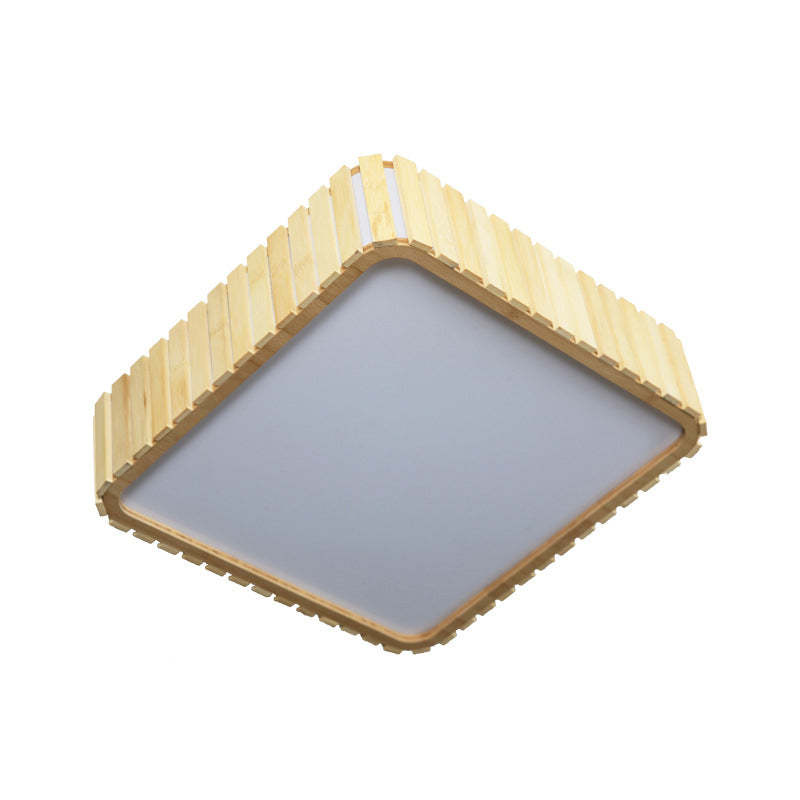 Bamboo Square Flush Light Fixture Contemporary LED Ceiling Mounted Fixture in Wood Clearhalo 'Ceiling Lights' 'Close To Ceiling Lights' 'Close to ceiling' 'Flush mount' Lighting' 267920