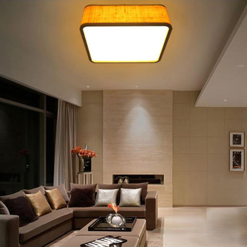 Bamboo Square Flush Light Fixture Contemporary LED Ceiling Mounted Fixture in Wood Clearhalo 'Ceiling Lights' 'Close To Ceiling Lights' 'Close to ceiling' 'Flush mount' Lighting' 267924