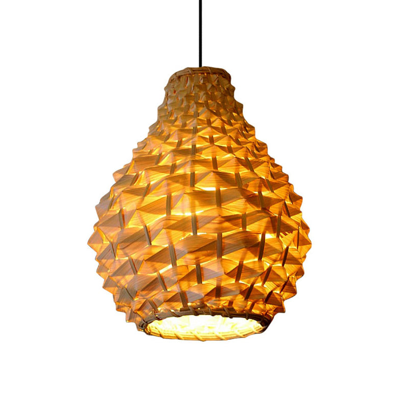 Jar Suspension Pendant Contemporary Bamboo 1 Bulb Beige Hanging Light Kit, 8.5"/14"/18" Wide Clearhalo 'Ceiling Lights' 'Pendant Lights' 'Pendants' Lighting' 267965