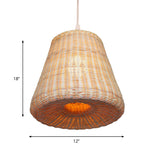 Tradition 1 Bulb Pendant Lighting Wood Cone Hanging Lamp Fixture with Bamboo Shade Clearhalo 'Ceiling Lights' 'Pendant Lights' 'Pendants' Lighting' 267995