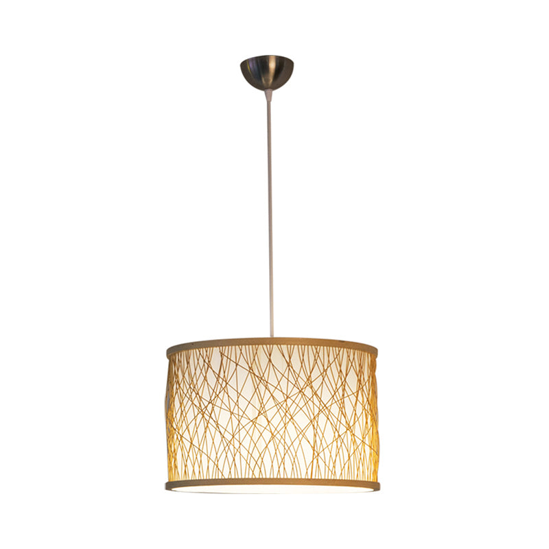 Modernism Cylindrical Pendant Lighting Bamboo 1 Bulb Hanging Light Fixture in Wood Clearhalo 'Ceiling Lights' 'Modern Pendants' 'Modern' 'Pendant Lights' 'Pendants' Lighting' 268001