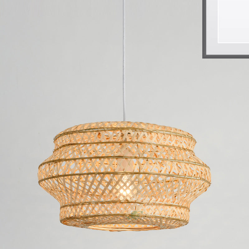 1 Bulb Handmade Pendant Lighting Traditional Bamboo Hanging Light Fixture in Wood Clearhalo 'Ceiling Lights' 'Pendant Lights' 'Pendants' Lighting' 268008_fdfef6ad-c84c-4981-810e-29da9a4bc760