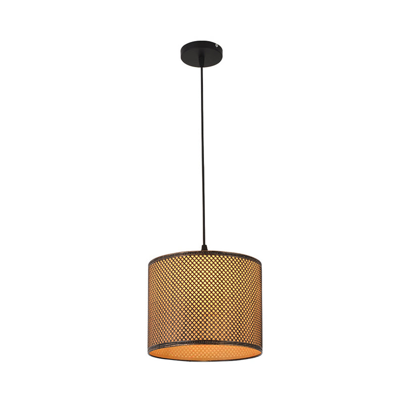 Metal Cylinder Ceiling Light Modernist 1 Bulb Bronze Pendant Light Fixture with Beige Cylinder Parchment Shade Clearhalo 'Ceiling Lights' 'Pendant Lights' 'Pendants' Lighting' 268040