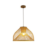 Bamboo Dome Suspension Pendant Light Contemporary 1 Head Wood Hanging Ceiling Light Clearhalo 'Ceiling Lights' 'Pendant Lights' 'Pendants' Lighting' 268117