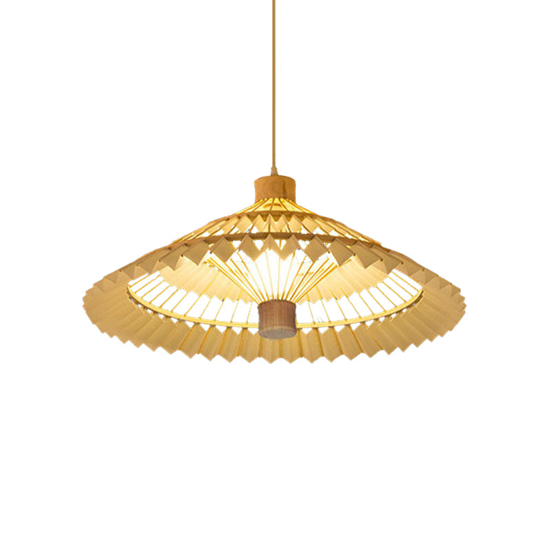 Tapered Pendant Lighting Tradition Bamboo 1 Bulb 19.5"/23.5" Wide Beige Hanging Lamp Kit Clearhalo 'Ceiling Lights' 'Pendant Lights' 'Pendants' Lighting' 268155