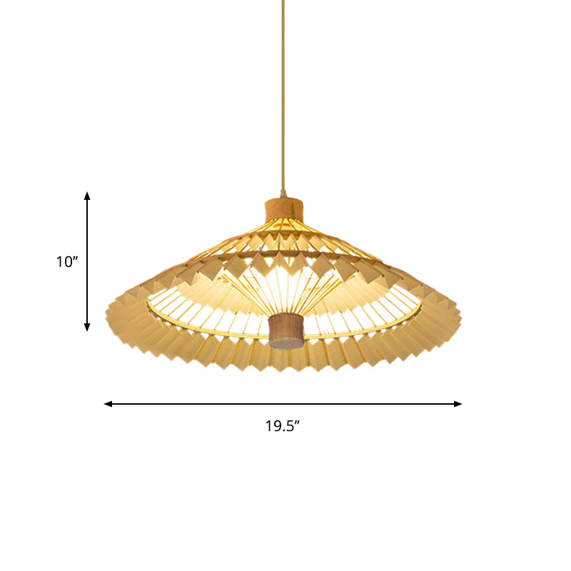 Tapered Pendant Lighting Tradition Bamboo 1 Bulb 19.5"/23.5" Wide Beige Hanging Lamp Kit Clearhalo 'Ceiling Lights' 'Pendant Lights' 'Pendants' Lighting' 268156