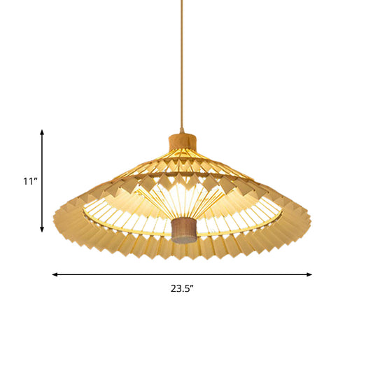 Tapered Pendant Lighting Tradition Bamboo 1 Bulb 19.5"/23.5" Wide Beige Hanging Lamp Kit Clearhalo 'Ceiling Lights' 'Pendant Lights' 'Pendants' Lighting' 268161