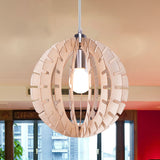 Globe Suspension Pendant Light Contemporary Wood 1 Bulb Beige Hanging Light Fixture Clearhalo 'Ceiling Lights' 'Pendant Lights' 'Pendants' Lighting' 268210