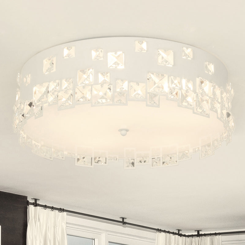 Round Flushmount Lighting with Crystal Decoration Modern 3 Bulbs Ceiling Mounted Light in White Clearhalo 'Ceiling Lights' 'Close To Ceiling Lights' 'Close to ceiling' 'Flush mount' Lighting' 268298