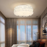 Round Flushmount Lighting with Crystal Decoration Modern 3 Bulbs Ceiling Mounted Light in White Clearhalo 'Ceiling Lights' 'Close To Ceiling Lights' 'Close to ceiling' 'Flush mount' Lighting' 268299