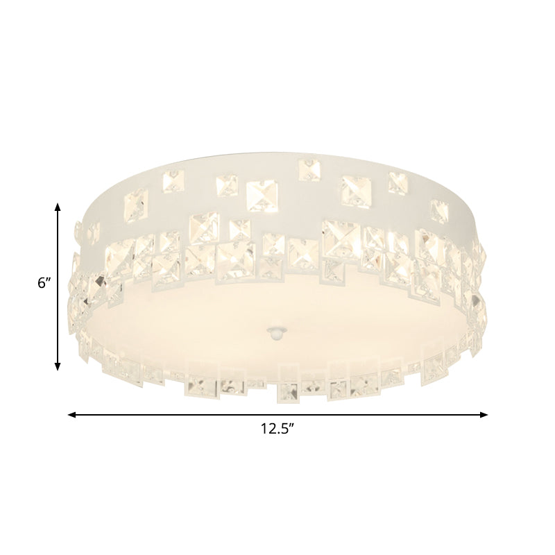 Round Flushmount Lighting with Crystal Decoration Modern 3 Bulbs Ceiling Mounted Light in White Clearhalo 'Ceiling Lights' 'Close To Ceiling Lights' 'Close to ceiling' 'Flush mount' Lighting' 268301