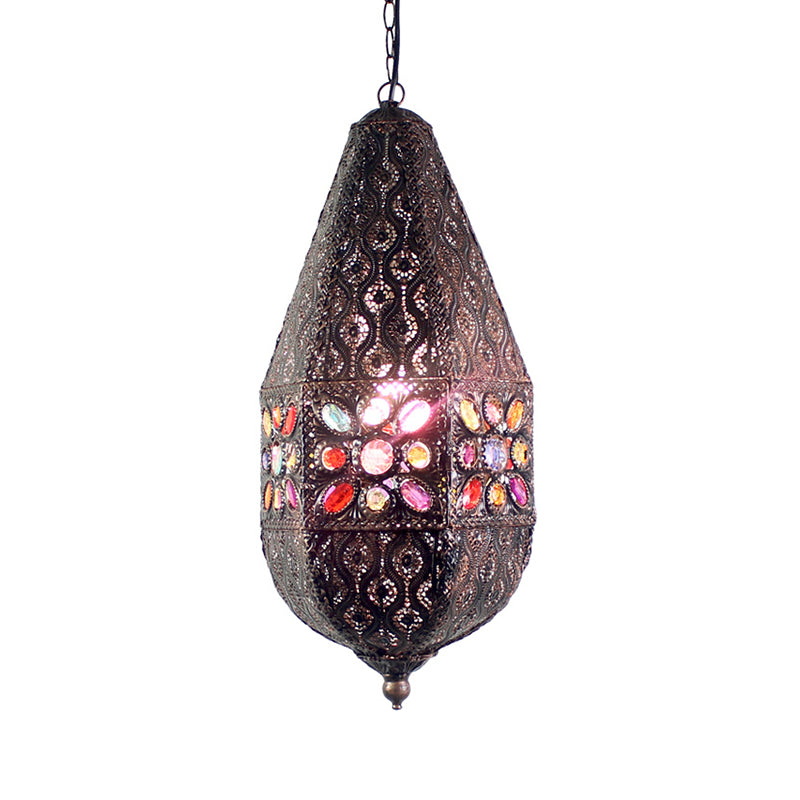 Teardrop Pendant Light Bohemia Metal 1 Light Ceiling Lamp Pendant in Antique Bronze/Copper for Bar Clearhalo 'Ceiling Lights' 'Pendant Lights' 'Pendants' Lighting' 268305