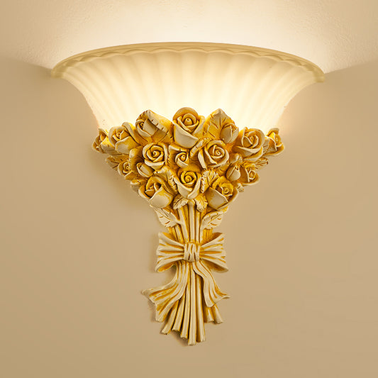 Modern Rose Flush Sconce Light Exquisite 1 Light Resin Wall Lighting Ideas in Beige Clearhalo 'Wall Lamps & Sconces' 'Wall Lights' Lighting' 268328