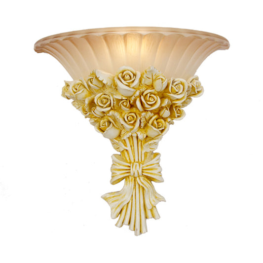 Modern Rose Flush Sconce Light Exquisite 1 Light Resin Wall Lighting Ideas in Beige Clearhalo 'Wall Lamps & Sconces' 'Wall Lights' Lighting' 268330